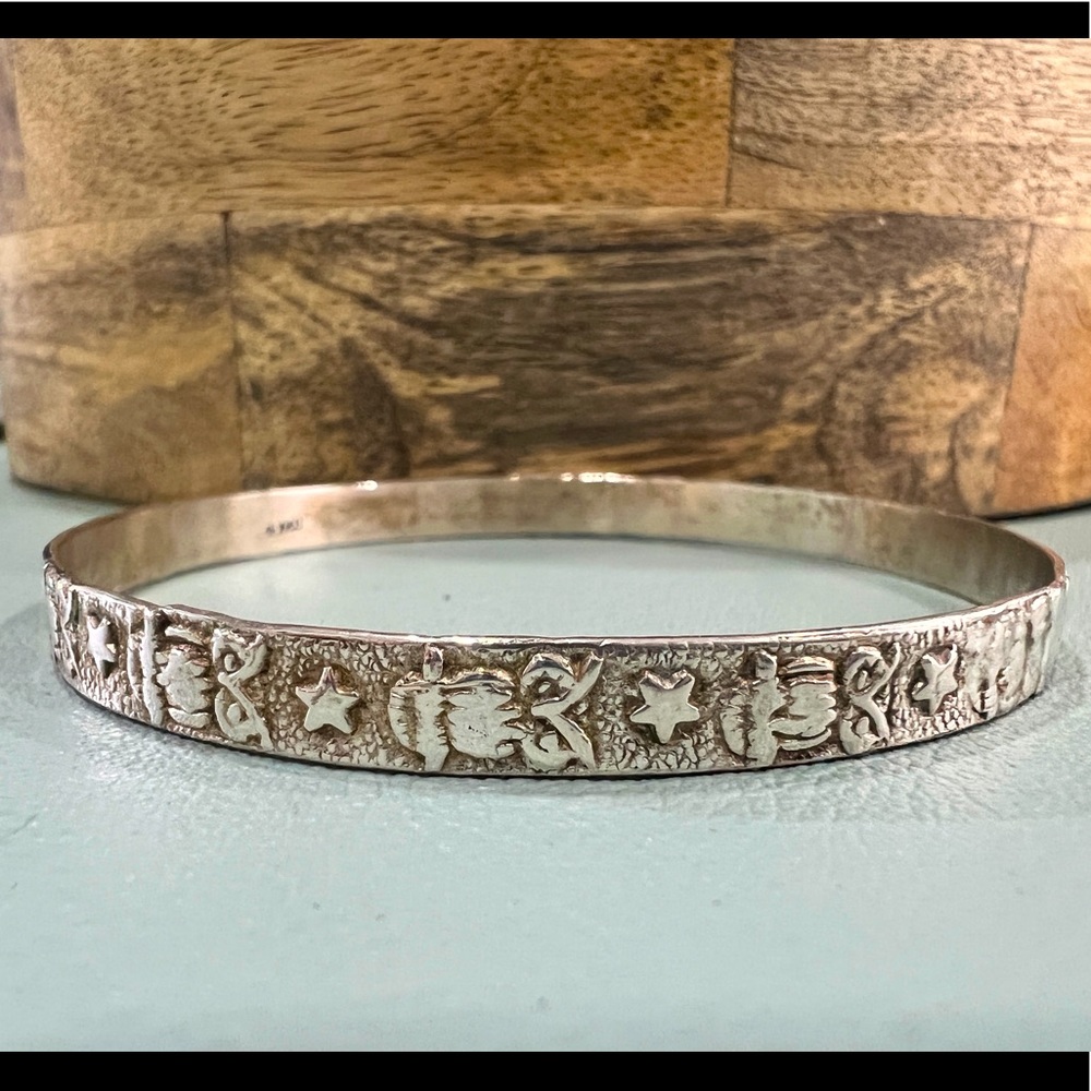 Rare Silver Owl and Star Bangle